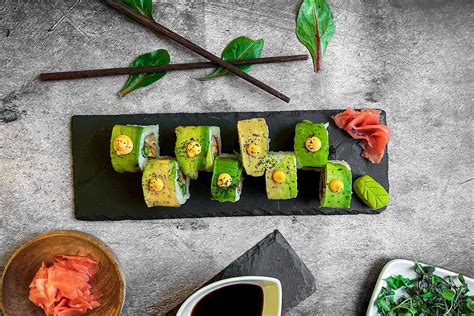 Variedad de sushi vegano en Kambo Sushi