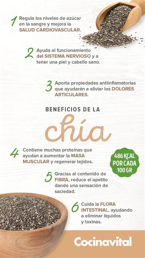 Infografía que muestra los beneficios nutricionales de la chía (Omega-3, fibra) y el limón (Vitamina C) para la piel.
