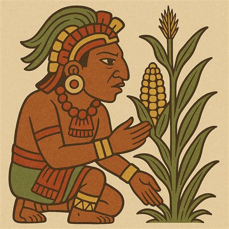 Ilustración de la cultura Muisca y sus cultivos de maíz