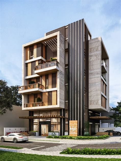 Fachada de edificio residencial moderno en Las Condes