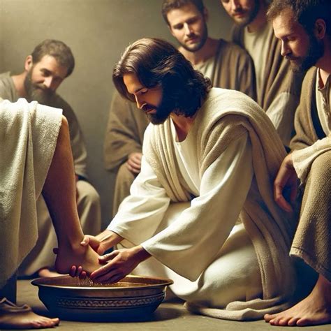 Jesús lavando los pies de Pedro durante la Última Cena