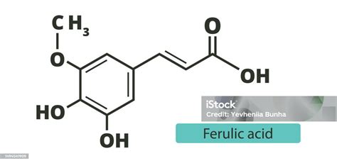 ilustración de la estructura molecular del ácido ferúlico y su efecto protector en la piel