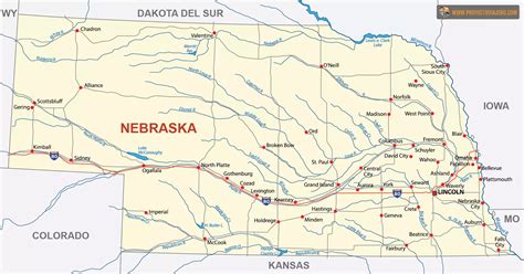 Mapa de Nebraska con un punto resaltando la ubicación ficticia de Gatlin
