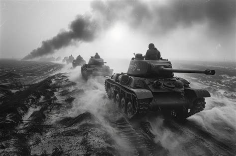 Foto de tanques alemanes avanzando por terreno embarrado en el Frente Oriental