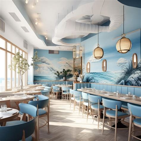 Interior moderno y acogedor de un restaurante de mariscos en Getsemaní