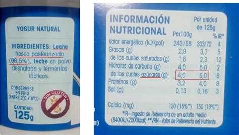 Infografía comparativa: Lista de ingredientes deseables frente a aditivos a evitar en una etiqueta de yogur