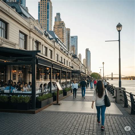 Mapa gastronómico de Puerto Madero destacando las principales zonas de parrillas y restaurantes de alta cocina