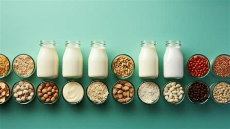 Variedad de postres sin lactosa y leche vegetal