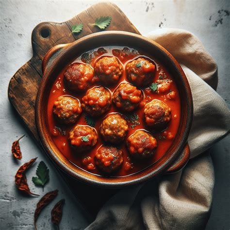 Cazuela de trilla con albóndigas, servida generosamente en un plato hondo