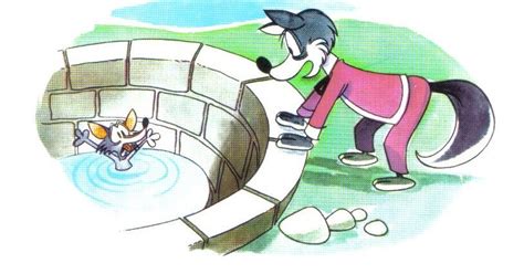 Esquema ilustrativo del cuento del lobo, la zorra y el reflejo de la luna en el pozo del agua