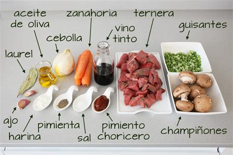 Lista de ingredientes para el estofado de champiñones
