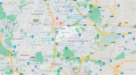 Mapa de la Avenida Alameda con ubicaciones de pizzerías destacadas