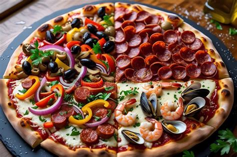 Ilustración de una pizza artesanal con varios ingredientes