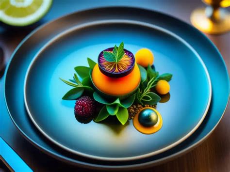 Fotografía gastronómica de un plato de alta cocina vegetariana inspirado en el estilo de Tabulé