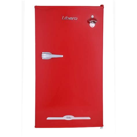 Imagen del frigobar Línea Retro Line en color rojo con detalles cromados.