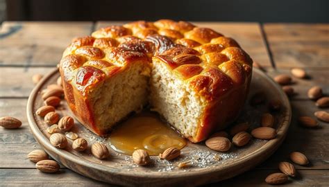 Detalle de un melekouni con sésamo y almendras.