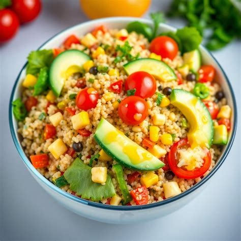 Ensalada de cuscús con verduras frescas y aderezo