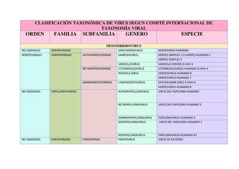 Tabla de clasificación taxonómica de la piña