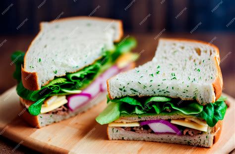Imagen de un sándwich abierto mostrando el relleno de atún y vegetales sobre pan integral.