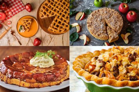 Collage de diferentes tipos de tartas de manzana, destacando la variedad.