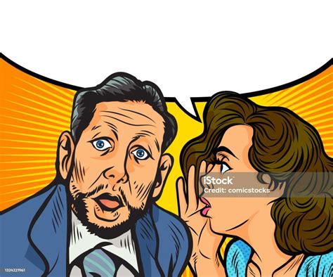 Ilustración cómica de una persona susurrando un secreto a otra, y que justo en ese momento aparece la persona de la que se estaba hablando.