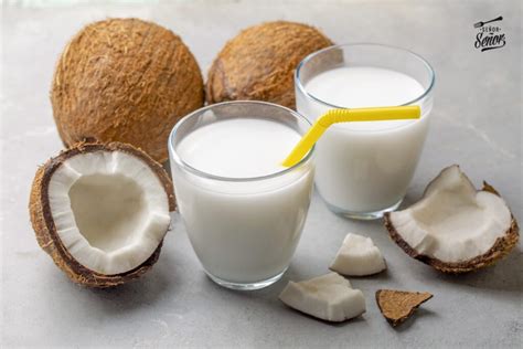 Imagen de un paquete de leche de coco en polvo junto a ingredientes para un batido.