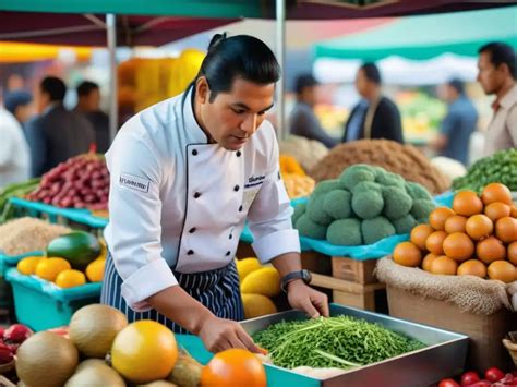 Chef seleccionando ingredientes frescos y de temporada en un mercado