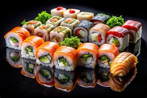 Variedad de sushi rolls coloridos y apetitosos, mostrando diferentes presentaciones y rellenos.