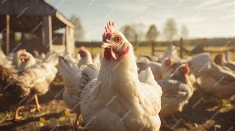 Temática foto de pollos criados orgánicamente en una granja al aire libre