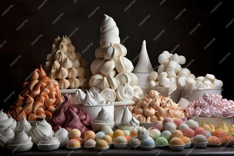 Variedad de merengues coloreados en diferentes tonalidades