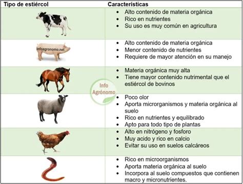 Infografía comparativa de la composición nutricional de diferentes tipos de estiércol, destacando el contenido de nitrógeno de la gallinaza.