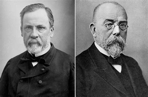 Ilustración de Louis Pasteur y Robert Koch