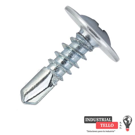 Esquema técnico de un tornillo autoperforante cabeza lenteja mostrando su capacidad de perforación y su perfil bajo