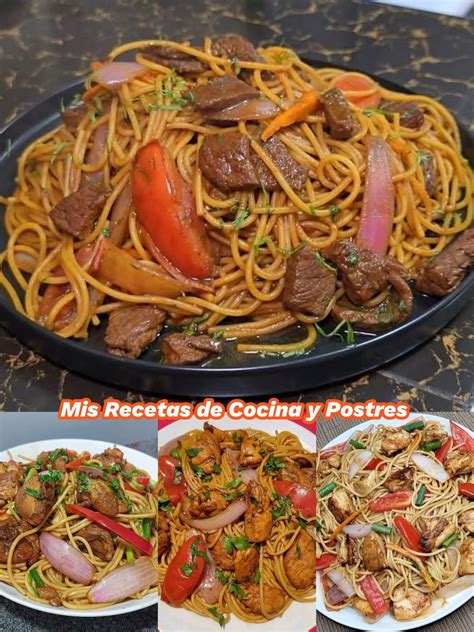 Ingredientes frescos para tallarín saltado: pollo, verduras variadas, fideos y condimentos