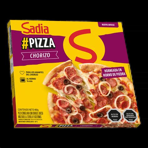 Empaque de pizza congelada Sadia Chorizo, Aceituna y Cebolla