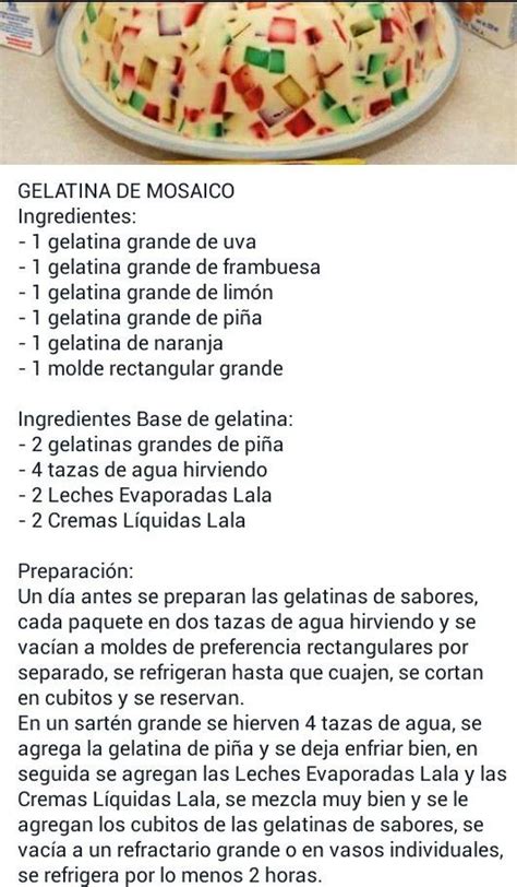 Ingredientes coloridos para la gelatina mosaico