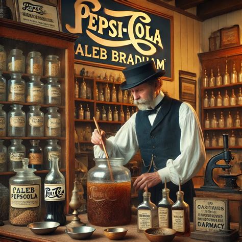 Imagen de Caleb Bradham, creador de Pepsi-Cola, en su farmacia.