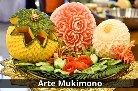 Ejemplos de Mukimono o tallado de frutas y verduras