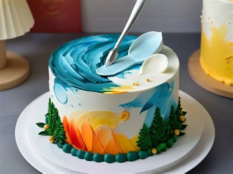 Pastel decorado con pintura comestible