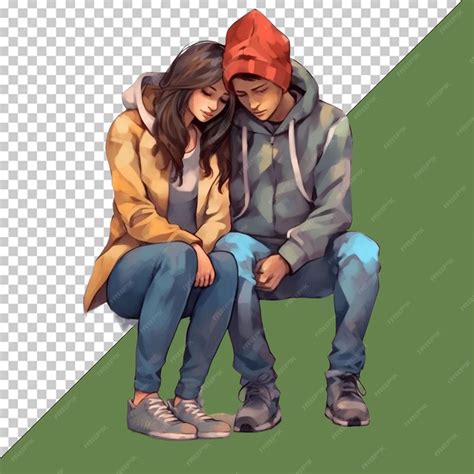 Ilustración de una pareja triste, con uno de ellos mirando hacia atrás con melancolía.