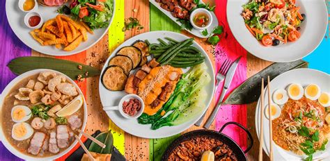 Esquema de las influencias culinarias en la gastronomía filipina, mostrando conexiones entre la cocina autóctona, española, china y americana