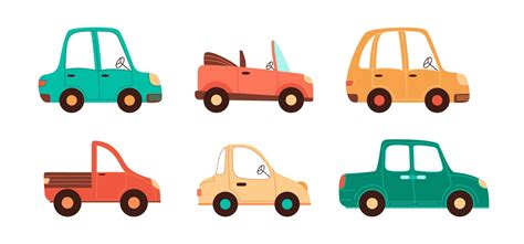 Colección de coches icónicos de dibujos animados en una sola imagen