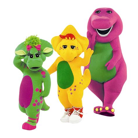 Ilustración de los personajes principales: Barney, Baby Bop, BJ y Riff