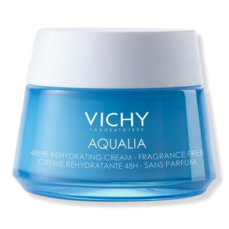 Esquema de los ingredientes clave de Vichy Aqualia Thermal: Agua Termal de Vichy, Ácido Hialurónico, Manosa y Glicerina con sus funciones principales