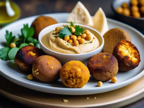 Plato de falafel y hummus, elementos clave de la dieta vegana palestina