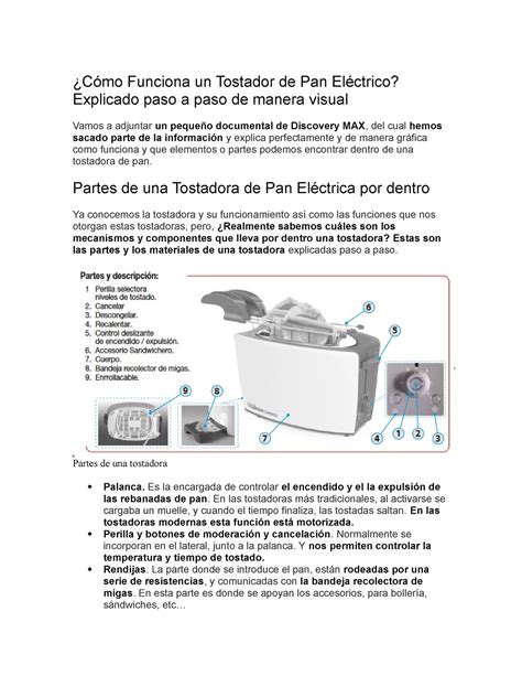 Diagrama del mecanismo de elevación de la tostadora con indicaciones para enderezar