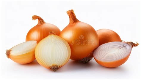 Cebollas amarillas enteras y algunas cortadas para mostrar el interior