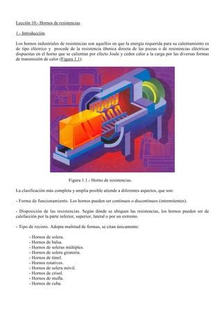 Ilustración de un horno con calentamiento por resistencia directa, mostrando el producto como parte del circuito.