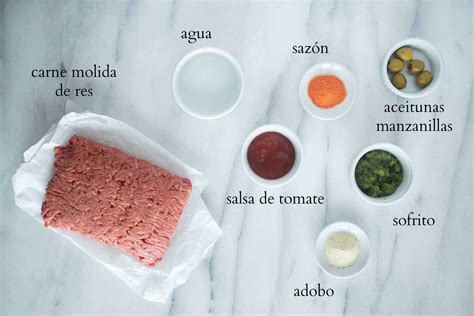 Ilustración de los ingredientes del picadillo de carne
