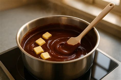 Proceso de derretir el chocolate negro sin azúcar en una sartén a fuego medio.